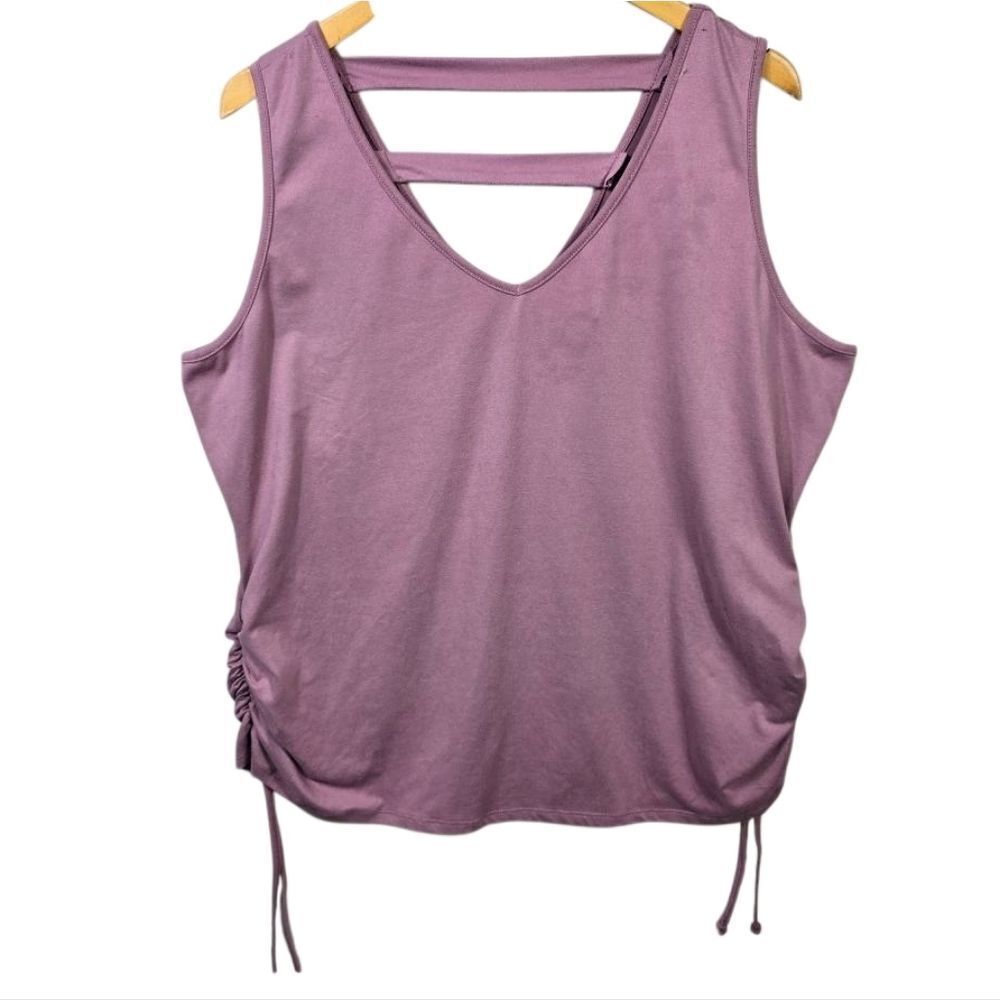 M. Fasis Womens Purple V-neck Ladder Back Cutout Stretch Tank Top Shirt Size 3x